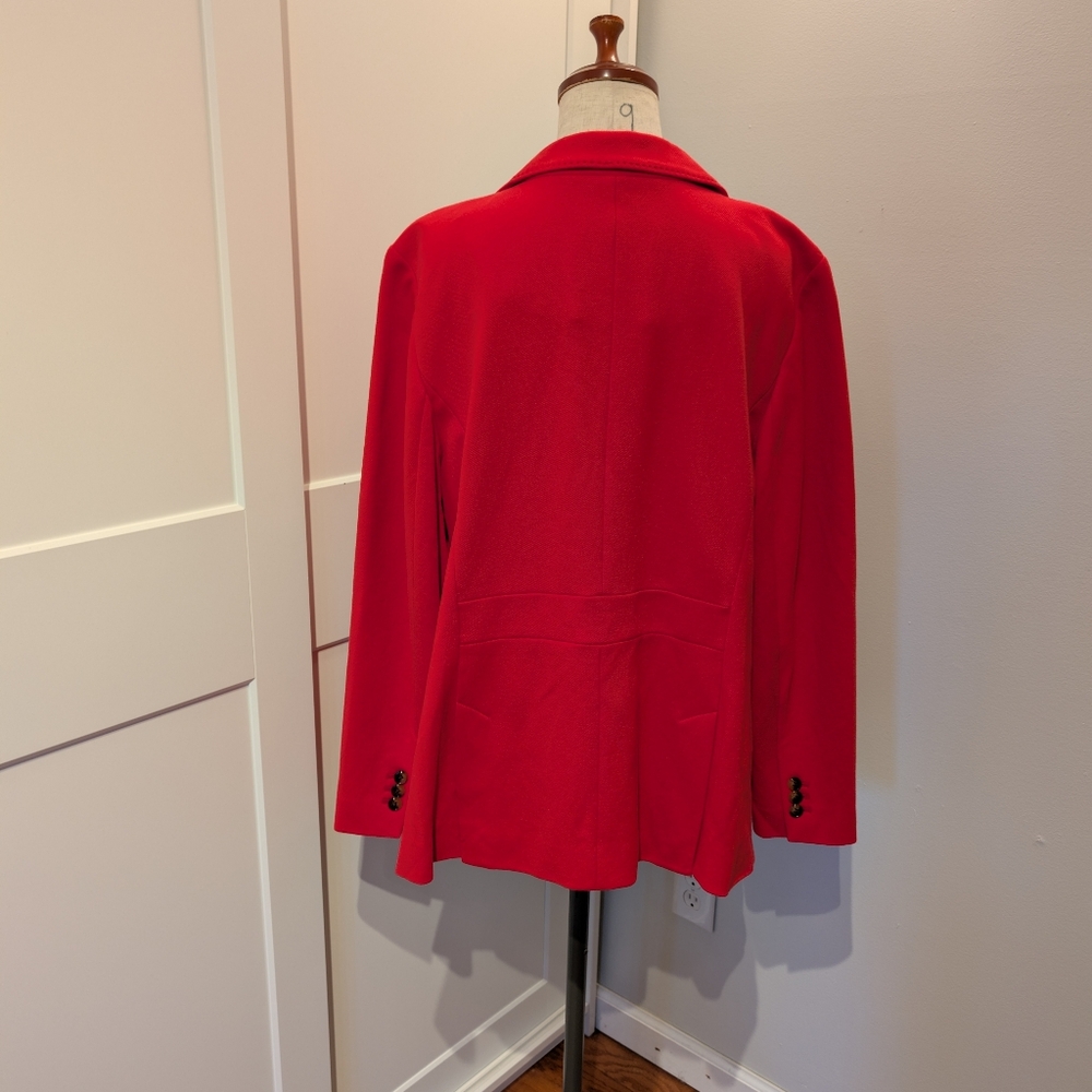 Talbots Plus Size 18W Women's Aberdeen Career Red Cotton Blend Blazer Jacket - Picture 3 of 6